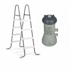 Intex Swimming Pool Ladder For 48" High Wall & 1000 GPH Cartridge Filter Pump