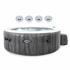 Intex PureSpa Plus Inflatable Hot Tub Jet Spa W/ 4 Battery Multi-Colored Lights