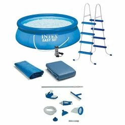 Intex 15 X48" Inflatable Pool With Ladder, Pump And Deluxe Pool Maintenance Kit