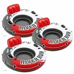 Intex River Run 1 53" Inflatable Floating Water Tube Lake Raft, Red (3 Pack)