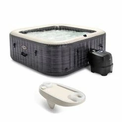 Intex PureSpa Plus Greystone Inflatable Hot Tub, 94x28", W/ Tablet & Phone Tray