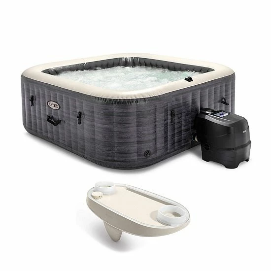 Intex PureSpa Plus Greystone Inflatable Hot Tub, 94x28", W/ Tablet & Phone Tray