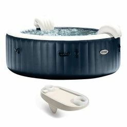 Intex PureSpa Plus Portable Inflatable Hot Tub Jet Spa W/ Phone Tray Accessory