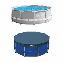 Intex 10 Foot X 30 Inches Pool W/ 10-Foot Round Above Ground Pool Cover