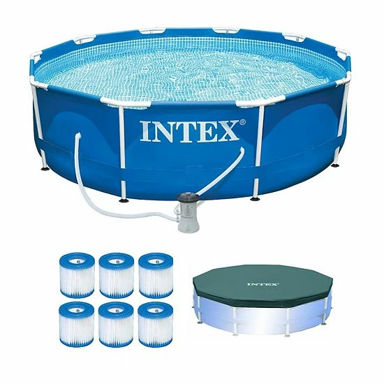 Intex Metal Frame Pool w/ Pump & Type H Filters (6 Pack) & 10’ Round Pool Cover Intex Metal Frame Pool W/ Pump & Type H Filters (6 Pack) & 10’ Round Pool Cover -Intex Shop unnamed file 1444