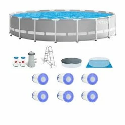 Intex Prism Frame Above Ground 18' X 48" Pool Set W/ 6 Replacement Filters