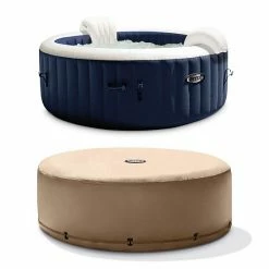 Intex PureSpa 4 Person Inflatable Portable Heated Jet Hot Tub & Cover Package