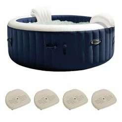 Intex 6 Person Inflatable Hot Tub Bubble Jet Spa, PureSpa Slip-Resistant Seat(4 Pack)