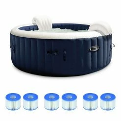 Intex PureSpa Plus 6 Person Inflatable Hot Tub With 6 Type S1 Filter Cartridges