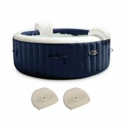 Intex PureSpa Plus 6 Person Inflatable Hot Tub Bubble Jet Spa W/ 2 Seats, Navy