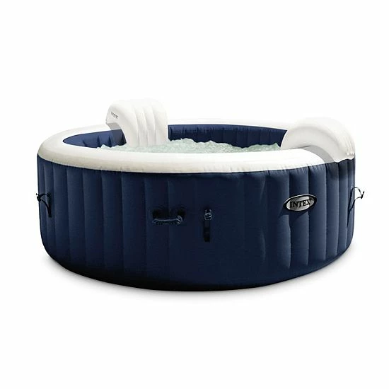 Intex PureSpa Plus 6 Person Inflatable Hot Tub Bubble Jet Spa W/ 2 Seats, Navy - Image 2