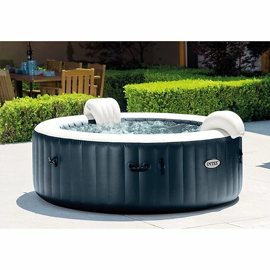 Intex PureSpa Plus 6 Person Inflatable Hot Tub Bubble Jet Spa W/ 2 Seats, Navy - Image 4