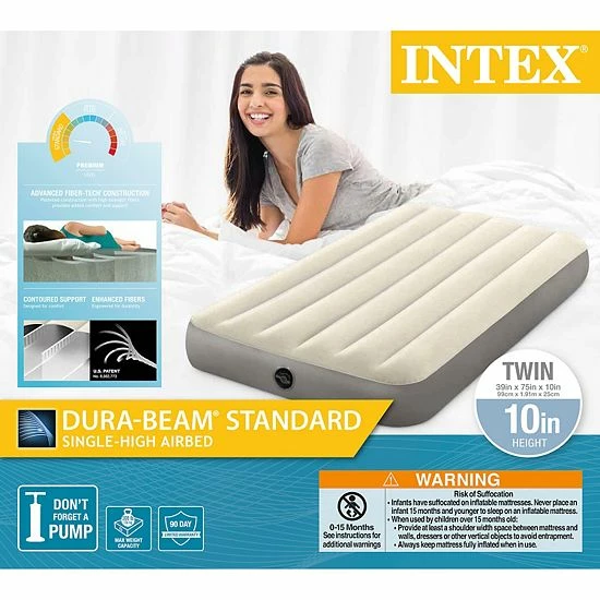 Intex 64101E Dura-Beam Standard Series Single Height Inflatable Airbed, Twin - Image 5