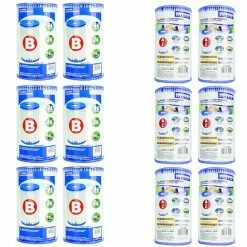 Intex Pool Type B Filter (6 Pack) & Type A Filter Pump Cartridge (6 Pack)