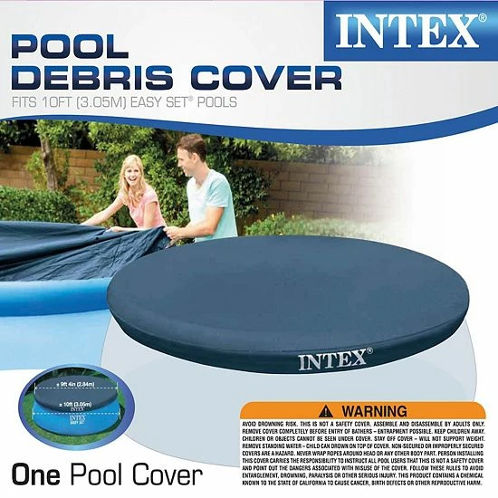 Intex 9.3 Foot Easy Set Above Ground Swimming Pool Debris Vinyl Round Cover - Image 3