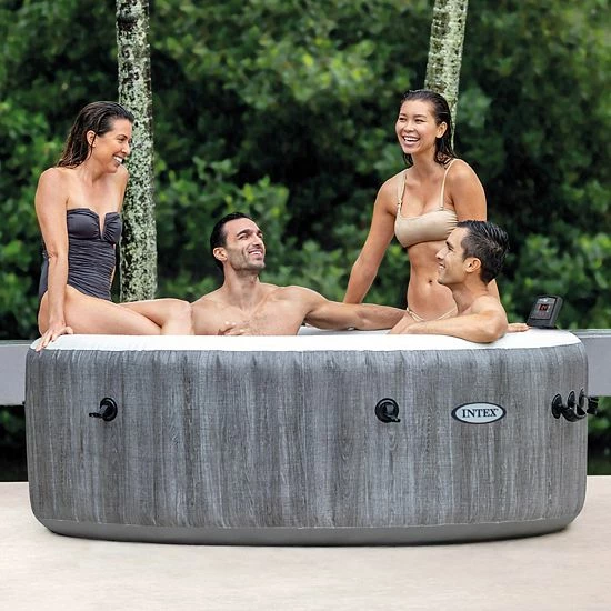 Intex 28439EP PureSpa Plus Greywood Inflatable Hot Tub Bubble Jet Spa, 77 X 28" - Image 2