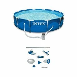 Intex 12' X 30" Metal Frame Swimming Pool W/ Filter Pump & Pool Maintenance Kit