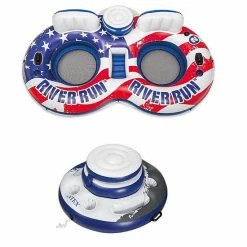 Intex American Flag Inflatable Float & Intex Inflatable Beverage Cooler Float