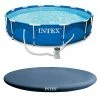 Intex 12' X 30" Metal Frame Round Swimming Pool W/ Filter Pump & 13' Pool Cover
