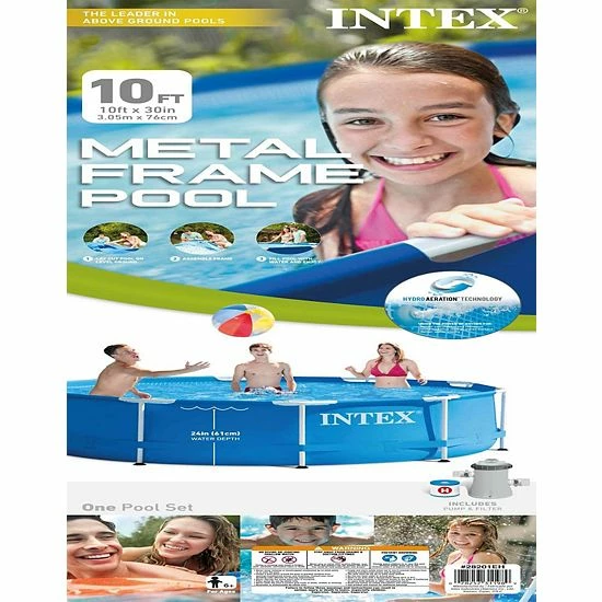 Intex 10ft X 30in Metal Frame Above Ground Swimming Pool Set With Filter Pump - Image 4