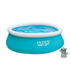 Intex 6ft X 20in Easy Set Inflatable Round Backyard Swimming Pool & Pump, Blue