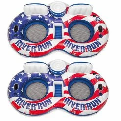Intex 56855VM Inflatable American Flag 2 Person Pool Float With Cooler (2 Pack)