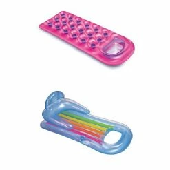 Intex Pool Beach Lounge W/ Pillow (2 Pack) King Kool Pool Float (2 Pack)