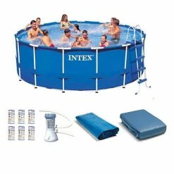 Intex 15ft X 48in Frame Swimming Pool Set W/ Pump And Filter Pump Cartridges