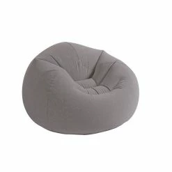 Intex Inflatable Contoured Corduroy Beanless Bag Lounge Chair, Grey