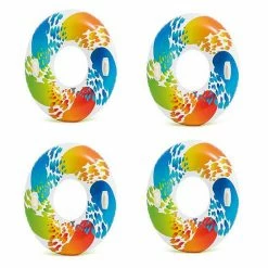 Intex Inflatable 47" Color Whirl Tube Swimming Pool Raft With Handles (4 Pack)