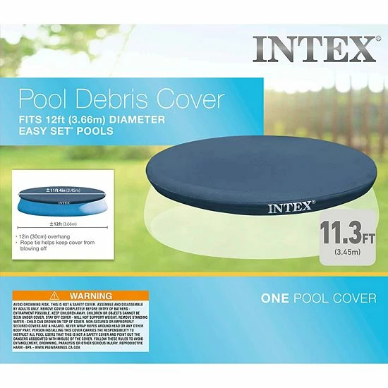 Intex 28022E 11.3 Foot Easy Set Swimming Pool Debris Cover Tarp, Blue - Image 2
