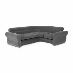 Intex 68575VM Inflatable Indoor Corner Couch Sectional With Cupholders, Gray