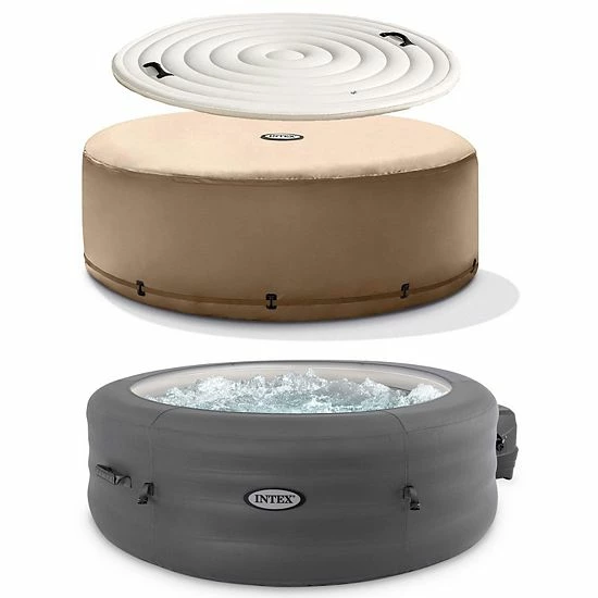Intex SimpleSpa 4 Person Inflatable Portable Hot Tub W/ Energy Efficient Cover