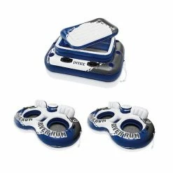 Intex Inflatable 72 Can Beverage Cooler Float & 2 Person Pool Float (2 Pack)