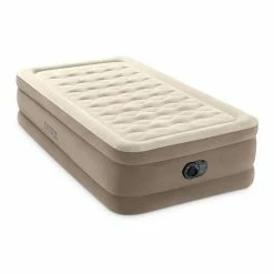 Intex 64425ED Ultra Plush Fiber Tech Airbed Mattress With Built In Pump, Twin