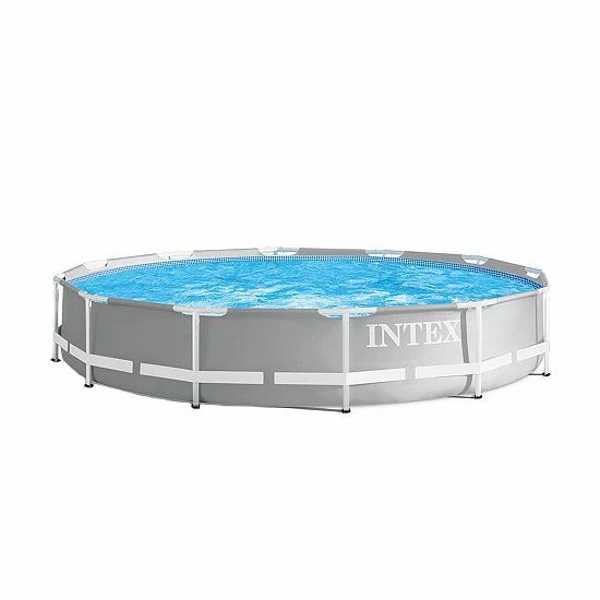Intex 12ft X 30in Prism Metal Frame Above Ground Round Swimming Pool & Canopy - Image 2