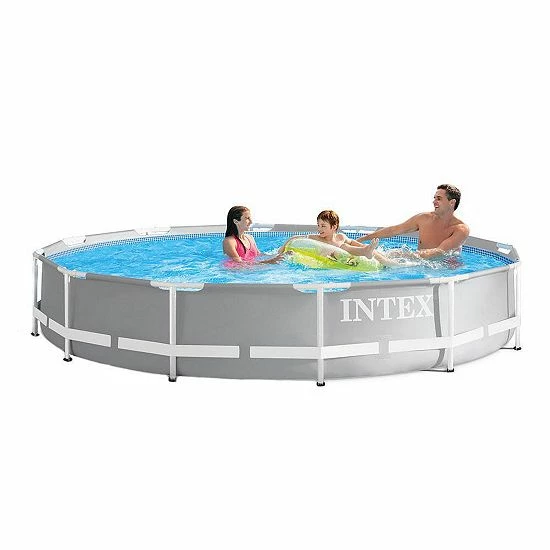 Intex 12ft X 30in Prism Metal Frame Above Ground Round Swimming Pool & Canopy - Image 3
