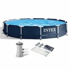 Intex 28211ST 12' X 30" Frame Round Above Ground Swimming Pool Kit With Canopy