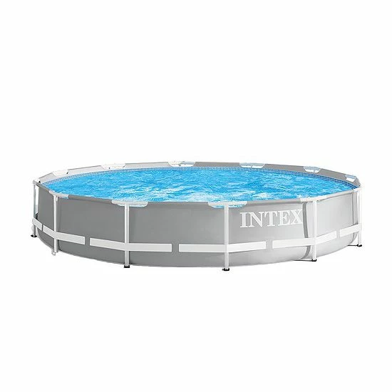 Intex 12 Foot Prism Frame Above Ground Swimming Pool W/ Pump & Pool Ladder - Image 2