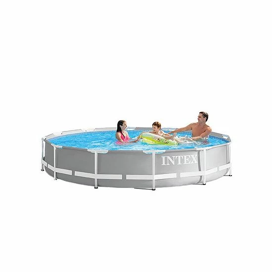 Intex 12 Foot Prism Frame Above Ground Swimming Pool W/ Pump & Pool Ladder - Image 3