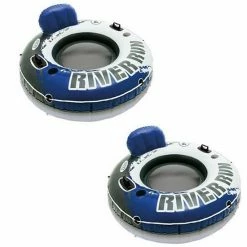 Intex River Run Inflatable Floating Water Tube Raft For Lake/Pool/River (2 Pack)