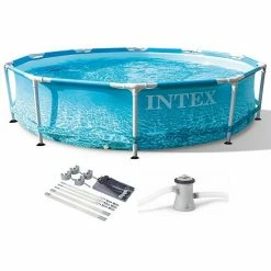 Intex 28207EH 10' X 30" Metal Frame Beachside Swimming Pool W/ Pump And Canopy