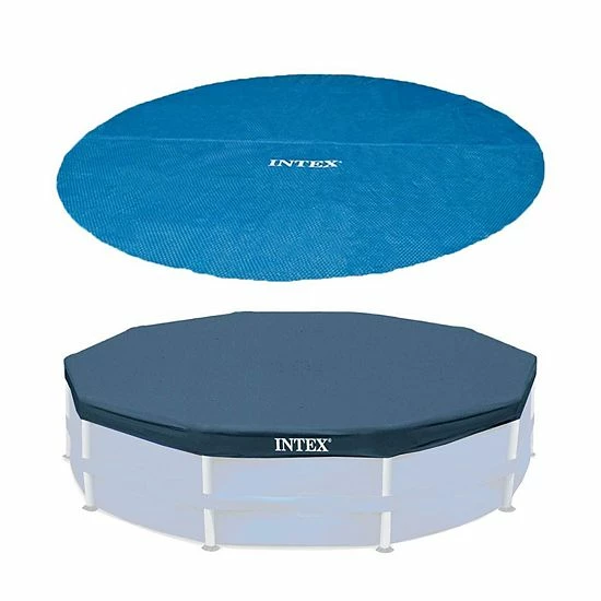 Intex 15 Foot Round Debris Cover And Vinyl Solar Cover For Above Ground Pools