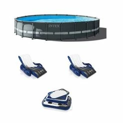 Intex 20ft X 48in Ultra XTR Round Pool, Pump, Ladder, Lounger (2 Pack), & Cooler